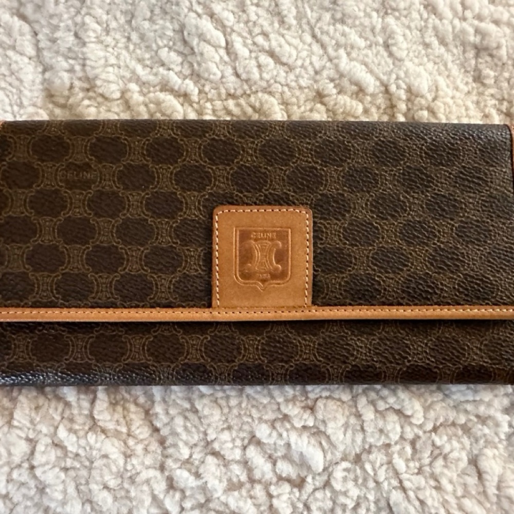 Vintage CELINE Macadam long wallet with TRIOMPHE logo